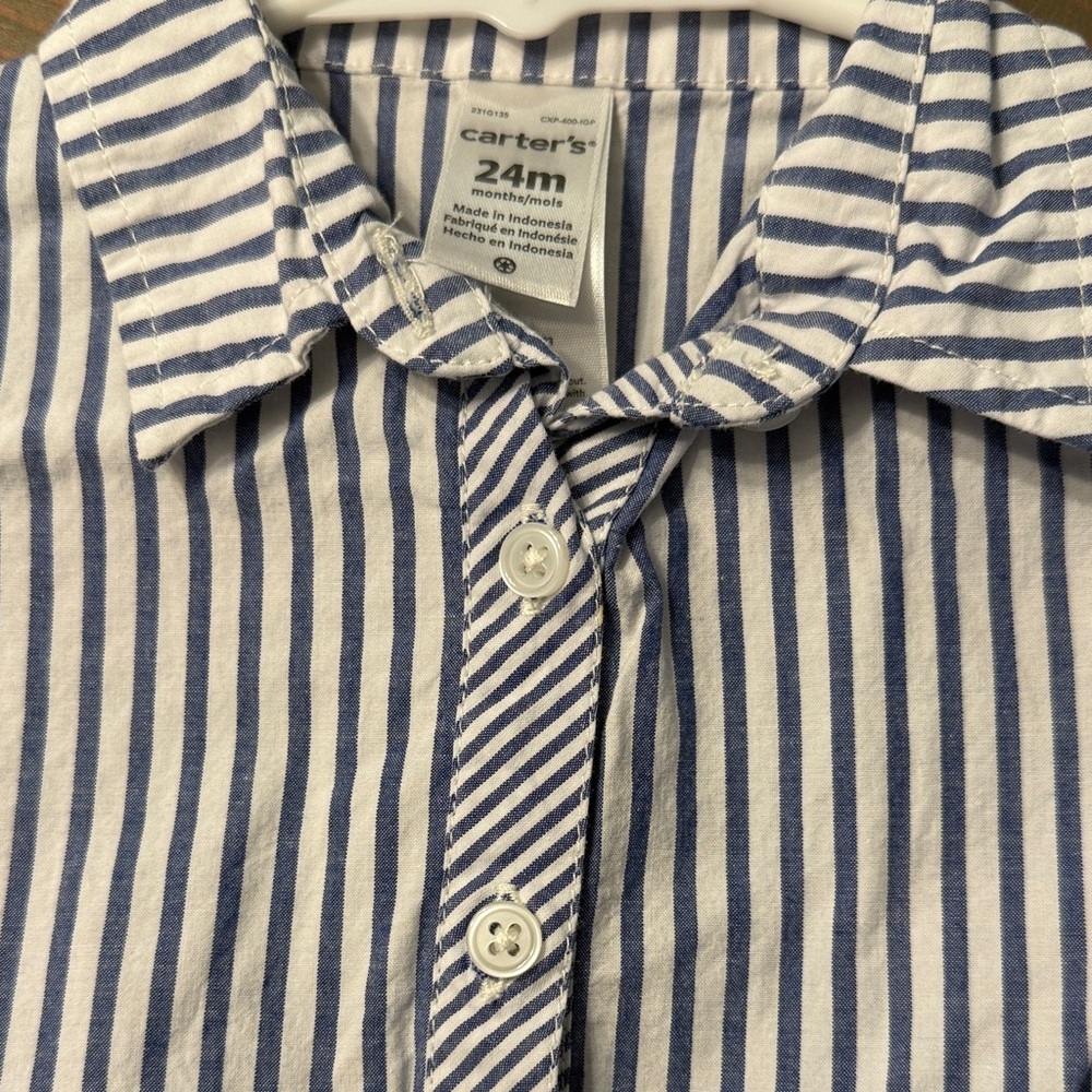 Carter's Blue and White Striped Kids Dress - Picture 2 of 2